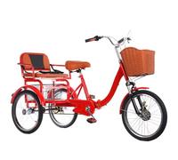 Tricycle pliable de 20 pouces, vélos de croisière d'extérieur avec siège passager, vélo à 3 roues, grands tricycles à pédales avec roue gonflable,tricycles Rickshaw pour le shopping/les voyages