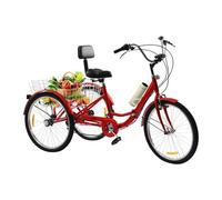 Tricycle pliable de 61 cm pour adulte - 7 vitesses - Frein en V - Avec panier et lumière avant LED - 3 roues - Pour villes, plages, pistes cyclables