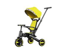 Tricycle pliable multifonction pour bébé - Plusieurs modes, facile à ranger, adapté à la croissance de l'enfant, sûr et amusant, adapté aux tout-petits (multicolore) (jaune)