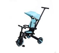 Tricycle pliable multifonction pour bébé - Plusieurs modes, facile à ranger, adapté à la croissance de l'enfant, sûr et amusant, adapté aux tout-petits (multicolore) (bleu)