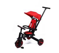 Tricycle pliable multifonction pour bébé - Plusieurs modes, facile à ranger, adapté à la croissance de l'enfant, sûr et amusant, adapté aux tout-petits (multicolore) (rouge)