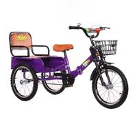 Tricycle Pliable pour Les 5-10 Ans, vélos de croisière d'extérieur avec siège Passager, vélo à 3 Roues avec Roue Gonflable, Tricycle Pousse-Pousse pour Faire du Shopping/Voyager, Frein Simple