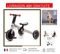 Tricycle Pliant 3-en-1 Kinderkraft 4TRIKE Draisienne Porteur Bébé 12M-5 Ans Gris