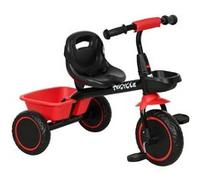 Tricycle pour enfant évolutif avec siège réglable - pédales - 2 paniers - ceinture - pour enfant de 2 à 5 ans - rouge et noir Rouge