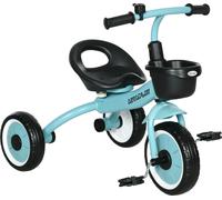 Tricycle pour enfants, construction métallique, panier de rangement, plaisir de conduire, bleu