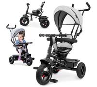 Tricycle pour enfants de 1 à 4 ans - TOBI FREY - gris - pivotant - roues à pompe + poussoir