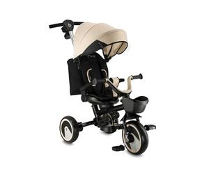 Tricycle pour Enfants MoMi IVI, Tricycle avec siège 360°, Harnais de sécurité 3 Points, Repose-Pieds, Toit Solaire, Roues EVA, Canne parentale réglable, Sac Amovible et Panier à Jouets
