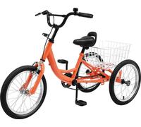 Tricycle pour enfants, orange clair, chaîne à une vitesse avec panier dorsal, orange