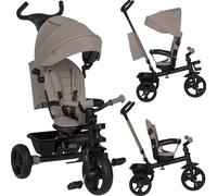 Lionelo Haari Tricycle Bébé Évolutif 18 Mois-5 Ans, Siège 360°, Pliable | Jusqu’à 25 kg, poignée parentale réglable, roues en caoutchouc, frein arrière, repose-pieds, accessoires inclus, Beige