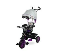 Tricycle poussette trois roues buzz violet avec pare soleil et grand panier