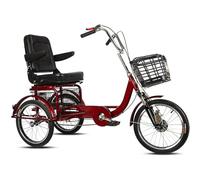 Tricycle senior avec siège large et dossier pliable, vélo à 3 roues, tricycle monoplace, frein à disque sur la roue avant, siège réglables, panier arrière à tiroir,roues en caoutchouc de 18 pouces