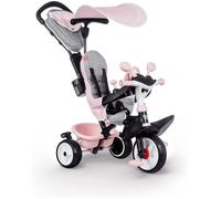 Tricycle - Smoby - Baby Driver Plus - Rose - Evolutif 3 en 1 - Roues Silencieuses