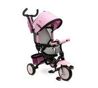 Tricycle timmy à trois roues rose avec poignée de guidage et reposepieds