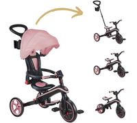 Globber - Tricycle Explorer 4 en 1 - Tricycle Pliable et évolutif en draisienne pour Les Tout-Petits de 10 Mois à 5 Ans - Pastel Rose