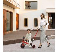 Tricycle Vélo avec Pédale Amovible-3 en 1 Vélo Draisienne Évolutif avec Putter pour Enfants 2-4 Ans, Siège et Poignée Réglablespour Garçon et Fille-Charge 25 kg (Rouge)