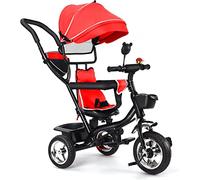 Tricycle Vélo Enfant avec Espace Rangement, Pare-Soleil,Tricycle Explorer 4 en 1 - Tricycle Pliable et évolutif en draisienne pour Les Tout-Petits de 10 Mois à 5 Ans - 4 en 1 (Gros Rouge)