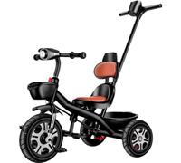 Tricycles pour enfants avec poignée parentale et pédales pliables, tricycle pour garçons et filles, vélos à pédales, poussette pour tout-petits avec lumière musicale, roue arrière avec double frein