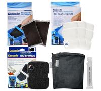 Trident Nova Penn-Plax Cascade 700/1000 Kit de filtres d'entretien et de remplacement avec sacs en maille Trident (Penn-Plax Poly Fiber Bio-Floss Pads, éponge bio, sacs de média remplis de carbone)