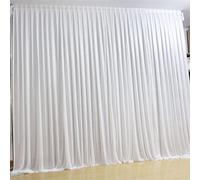 TRIEBAN 3 m x 3 m blanc 68DD Ice Silk fond de mariage rideau avec swag amovible tissu décoratif polyvalent pour studio photo, fête, scène, théâtre