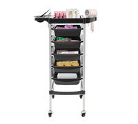 TRIEBAN Chariot de coiffure, pliable, avec 5 tiroirs, pour coiffeur, coiffure, salon de beauté, blanc