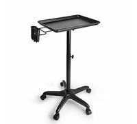 TRIEBAN Plateau de tatouage pour salon de coiffure, chariot à roulettes en aluminium, équipement sur roues et réglable en hauteur pour chariot dentaire, chariot de coiffure (noir avec support