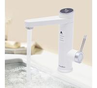 TRIEBAN Robinet avec chauffe-eau, 3,2 kW 120 ° LED, robinet électrique instantané, chauffe-eau, robinet de cuisine pour lavabos en verre, lavabos, vasques (blanc)