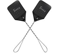 Trieez Lot de 2 tapettes à mouches en cuir robuste - Tapette à mouches robuste de 44,5 cm avec poignée en métal durable, tapette à insectes rustique pour mouches, abeilles et plus encore - Noir