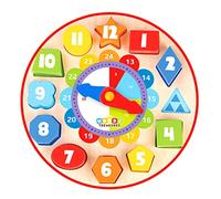 Trier Toy Horloge pédagogique en bois pour enfants - Jouets en bois filles et garçons - Développe le tri des formes et les capacités assorties - Éducatif et coloré - Brille dans le noir