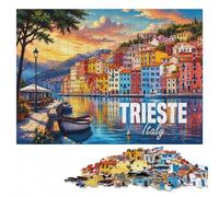 Trieste Italy Puzzle Classique Bois Illustré, 1000 pièces | Un loisir manuel à la maison: un loisir seul ou à plusieurs pendant une soirée calme.