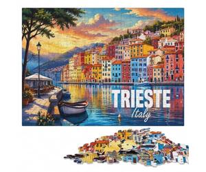 Trieste Italy Puzzle Classique Bois Illustré, 1000 pièces | Un loisir manuel à la maison: un loisir seul ou à plusieurs pendant une soirée calme.