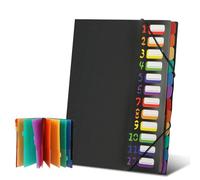Trieur 12 Compartiments A4, Extensible Trieur Document, Porte Document A4 avec Élastiques, Rainbow Étiquette, pour Bureau, l'école, Voyage d'Affaires (Noir)