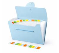 Trieur 12 Compartiments A4 Rangement Documents Papier Administratif, Convient à la Maison, à l'École et au Bureau Accordéon Pochette Extensible pour Classer et Transporter des Documents, Bleu clair