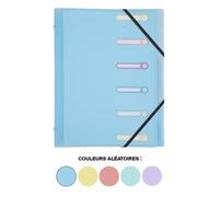 Exacompta - Réf 56170E - 1 trieur Chromaline Pastel - 3 rabats - avec élastiques et fenêtres découpées - couverture et intérieur en PP - 6 compartiments - dim 25x32cm - pour A4 - couleurs aléatoires