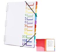 Trieur à soufflets, portable, format A4, étanche, avec 12 compartiments, en plastique polypropylène, avec élastique, pour l'école, le bureau, blanc