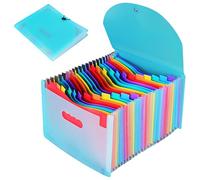Trieur A4 24 Compartiments, Organiseur De Dossiers Accordéon En Paille De Blé, Classeur Range Document, Sans Bpa Rangement Papier Administratif Convient pour le bureau, l'école, l'entreprise(Vert)