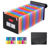 Trieur A4 Porte Document 25 Compartiments Organisateur de Bureau Portable avec Étiquettes, Classeur A4 Grand Capacité, Rangement Papier Administratif pour Bureau, Maison et École (Noir)