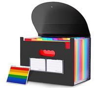 Trieur Accordéon A4 avec 13 Compartiments, Porte-Documents avec Registre Arc-en-Ciel et Couvercle, Classeur en PP Imperméable pour Bureau, École et Bureau à Domicile, Grande Capacité