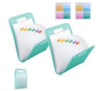Trieur AccordéOn, Lot De 2 Dossier Rangement Documents Extensible, Trieur A4 Avec PoignéEs, Chaque 13 Intercalaires Et 12 éTiquettes, Hemise A Rabat Durable Pour Bureau, éCole, Maison. (vert)