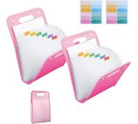 Trieur AccordéOn, Lot De 2 Dossier Rangement Documents Extensible, Trieur A4 Avec PoignéEs, Chaque 13 Intercalaires Et 12 éTiquettes, Hemise A Rabat Durable Pour Bureau, éCole, Maison. (Rose)
