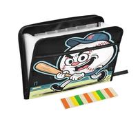 Trieur accordéon noir Comic Baseball 13 poches extensible avec étiquettes, reçus, documents