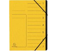Exacompta - Réf. 540709E - Carton de 10 trieurs dos agrafé - avec élastiques - couverture imprimée en carte lustrée et intérieur en carte recyclée noire - 7 compartiments - 24,5x 32 cm - A4 - jaune