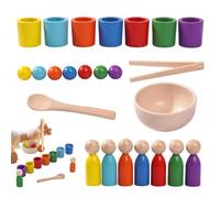 Trieur d'apprentissage préscolaire : jeu de balle avec tasse en bois, activité combinée d'éducation précoce, jouet d'entraînement aux compétences cognitives pour | Textu