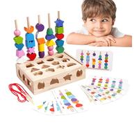 Trieur De Formes | Activité d'apprentissage Précoce en Bois | Jeu De Correspondance De Formes Perles À Enfiler Séquencement Jouet STEM Compétences Motrices pour Garçons Et Filles Tout-Petits