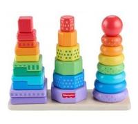 Trieur de formes en bois fsc 26 pieces - anneaux octogones rectangles - tri et empilage - bebe 18 mois - set jouet eveil + carte