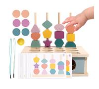 Trieur de formes en bois - Trieur de formes pour tout-petits, kit assorti avec blocs d'ordre | Activité d'apprentissage précoce en bois | Trieur de formes Bloc de perles à lacets assorties STEM Für Ju