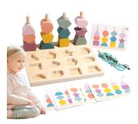 Trieur de formes - Jeux d'enfilage de perles et appariement éducatif, jouets en bois pour habiletés motrices fines - Pour de 3 ans et plus, anniversaire, maison, école, classe et foi