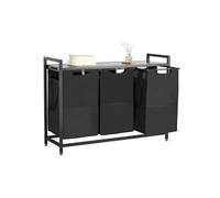 VEVOR Panier à Linge 3 Compartiments, Trieur de Linge avec Sacs Coulissants en Tissu Oxford 600D, Cadre en Métal et Plateau en Bois, pour Vêtements Sales, Buanderie Blanchisserie Chambre Salle de Bain
