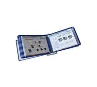 Trieur de références de table, dossier de bureau à rabat fiable, système de référence horizontal de catalogue mural, format A4, format lettre et panneau double face de 10 pages (bleu)