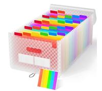 Trieur Document A4 avec 13 Compartiments, Organiseur Accordéon Extensible avec Couvercle et Onglets de Couleur pour Classement Administratif