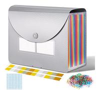 Trieur Document A4, Classeur Rangement 24 Compartiments avec Couvercle, Organiseur Documents Accordéon (Argent)